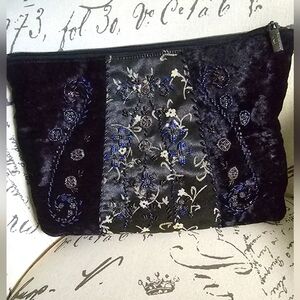 Americana by Sharif Velour Beaded Front Clutch Purse Retro elegant GUC